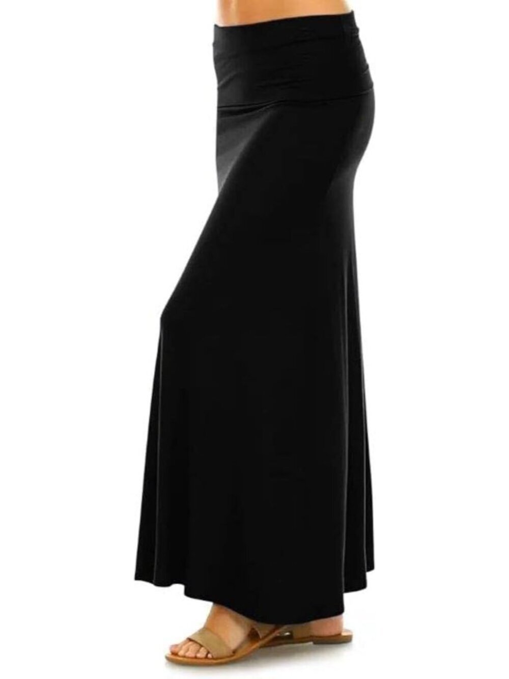 Women's Sweet Hearts Black High Waist Long Flare A-Line Skirt Maxi Dress